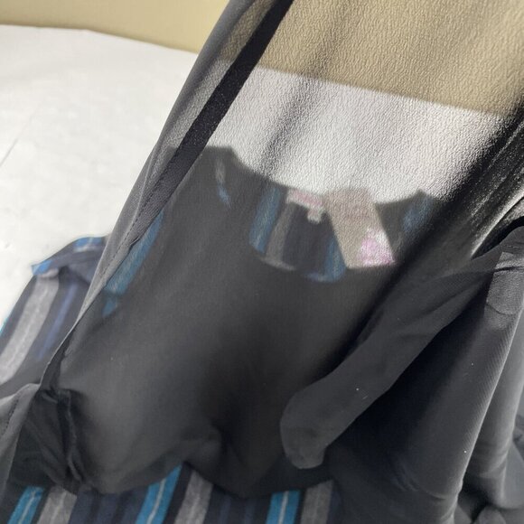 Pretty Angel Two Piece Multi layer Dress Tunic Women’s L Striped Teal Black - Picture 11 of 11